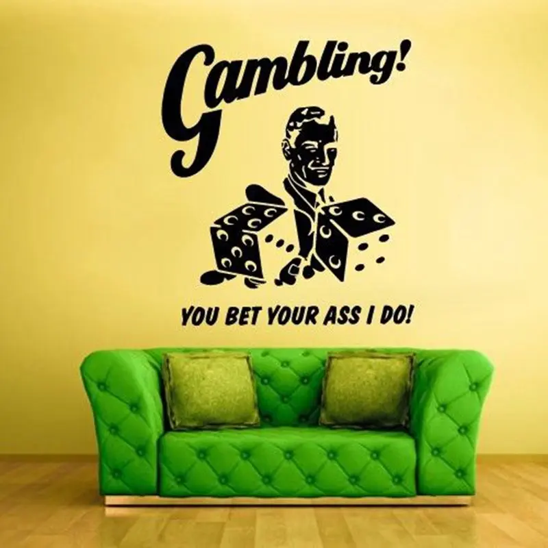 

Casino Sticker Gambling Dice Decal Gamble Named Posters Vinyl Wall Decals Parede Decor Mural 19 Color Choose Casino Sticker