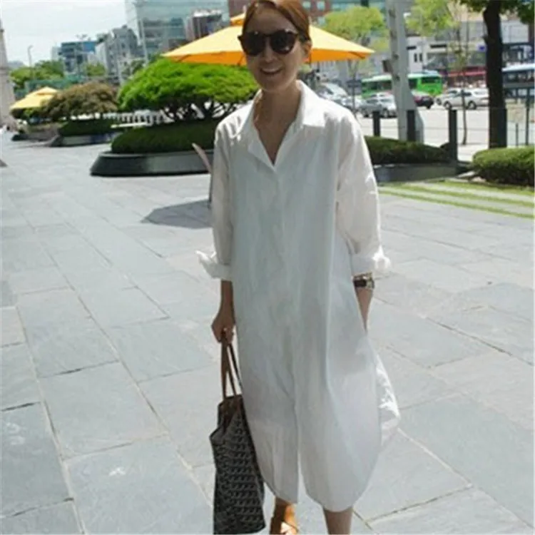 Женская свободная рубашка с большим карманом Повседневная белая блузка средней