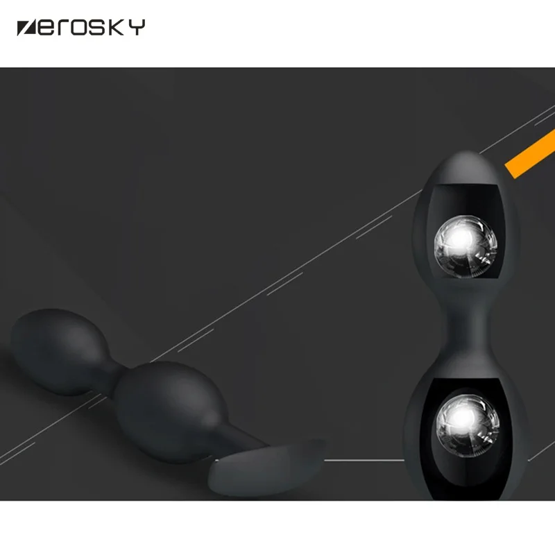 Zerosky силиконовая Анальная пробка металлический шарик внутри секс игрушки для