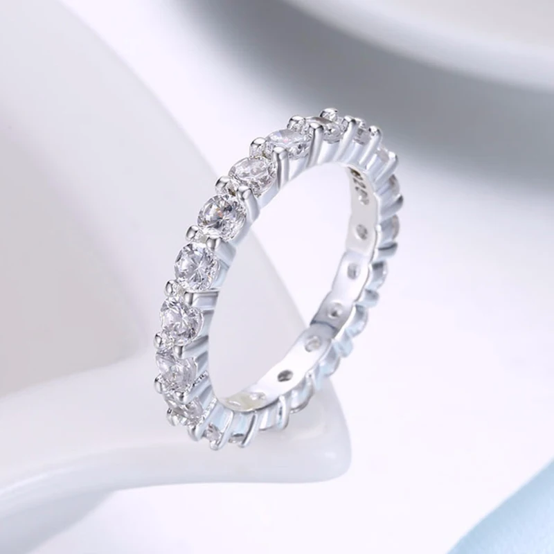 Yanleyu Luxury One Row AAA Cubic Zircon Wedding Rings for Women Real 925 Sterling Silver Engagement Jewelry PR127 | Украшения и