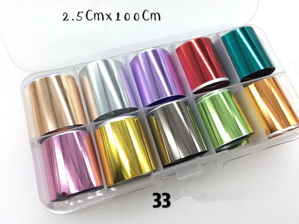 10pcs set33 4*100 см Золотой Серебряный ноготь Фольга наклейки Звездное небо голографическая переводная наклейка для ногтей DIY маникюр украшения для ногтей слайды наклейки - Цвет: 10pcs set33