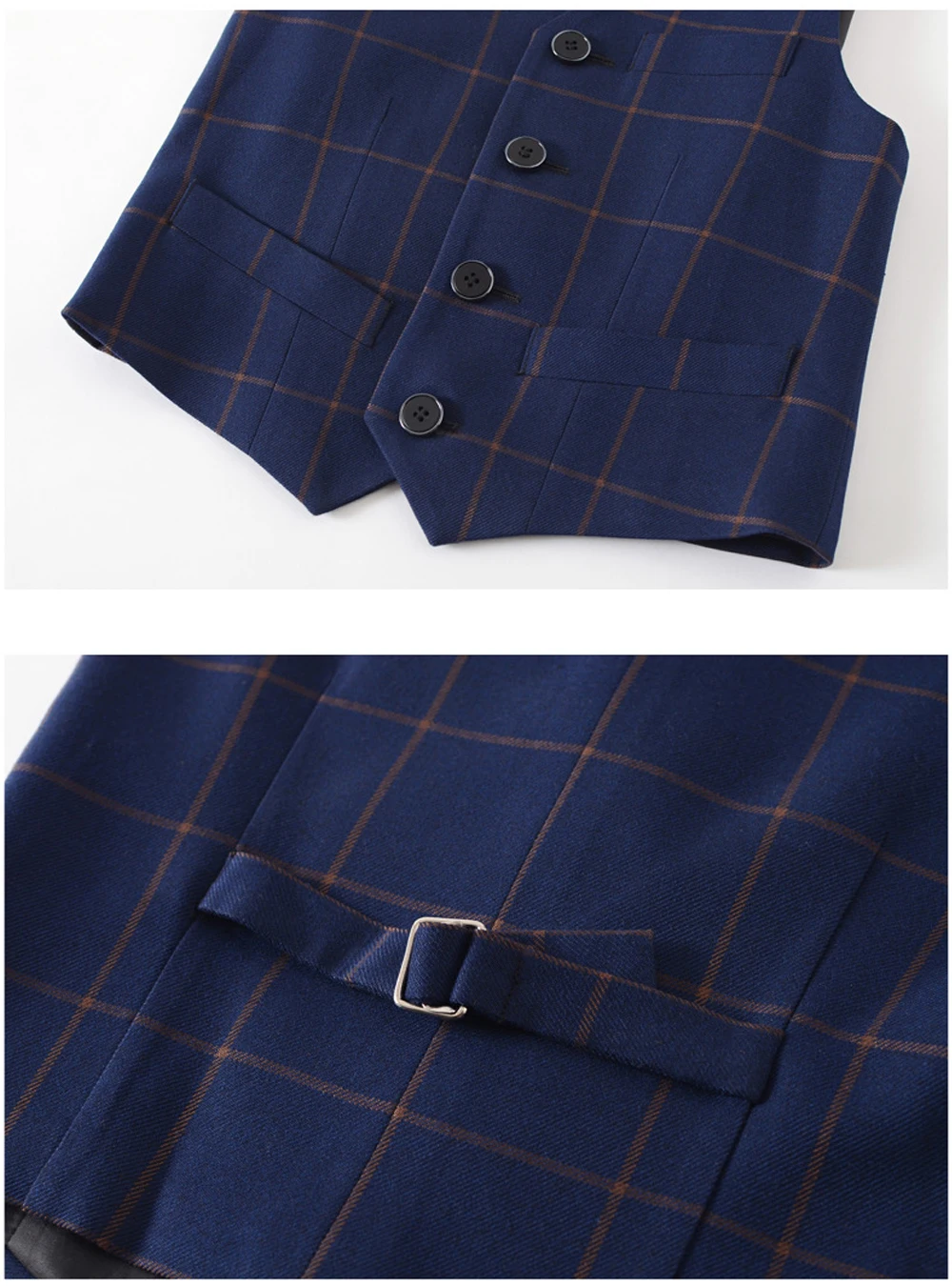 Детские торжественные костюмы, жилеты для мальчиков, жилет для свадебной вечеринки, стильный клетчатый жилет-смокинг для мальчиков с 4 пуговицами и v-образным воротником
