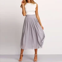 modest elegant chiffon skirts women custom made zipper waistline a line tee length midi skirt pleated casual skirt