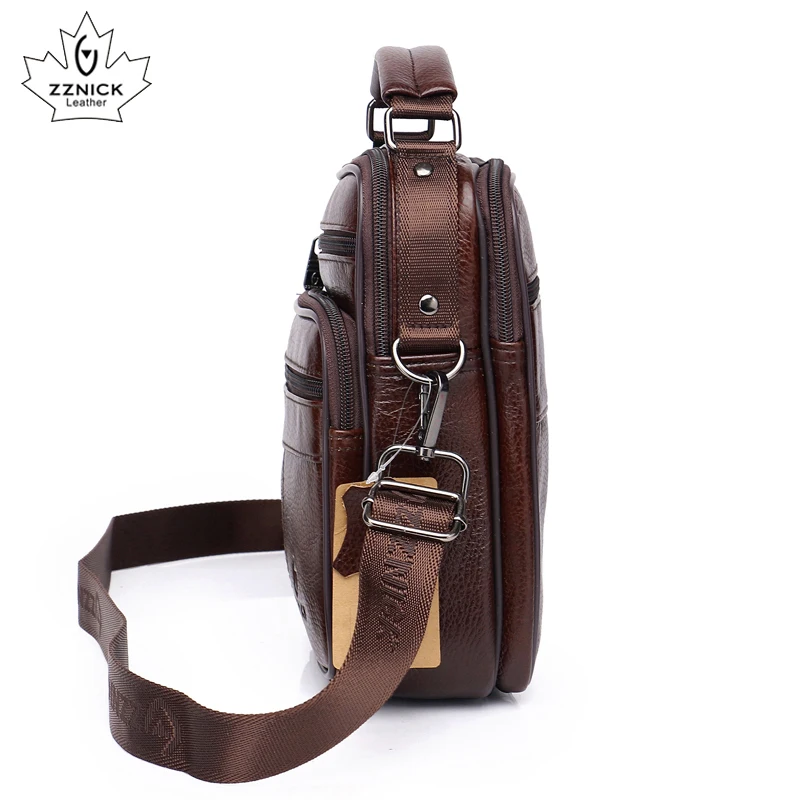 men genuine leather shoulder bag handbag Zipper Men Bags leather Fashion handbag Genuine Leather ZZNICK