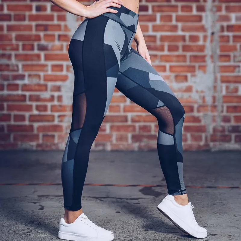 Сексуальные сетчатые Лоскутные штаны для йоги женские леггинсы тренажерного