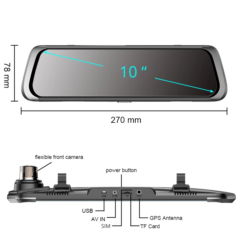 Зеркало заднего вида 4G Автомобильный видеорегистратор камера 10 &quotFull Touch Android GPS