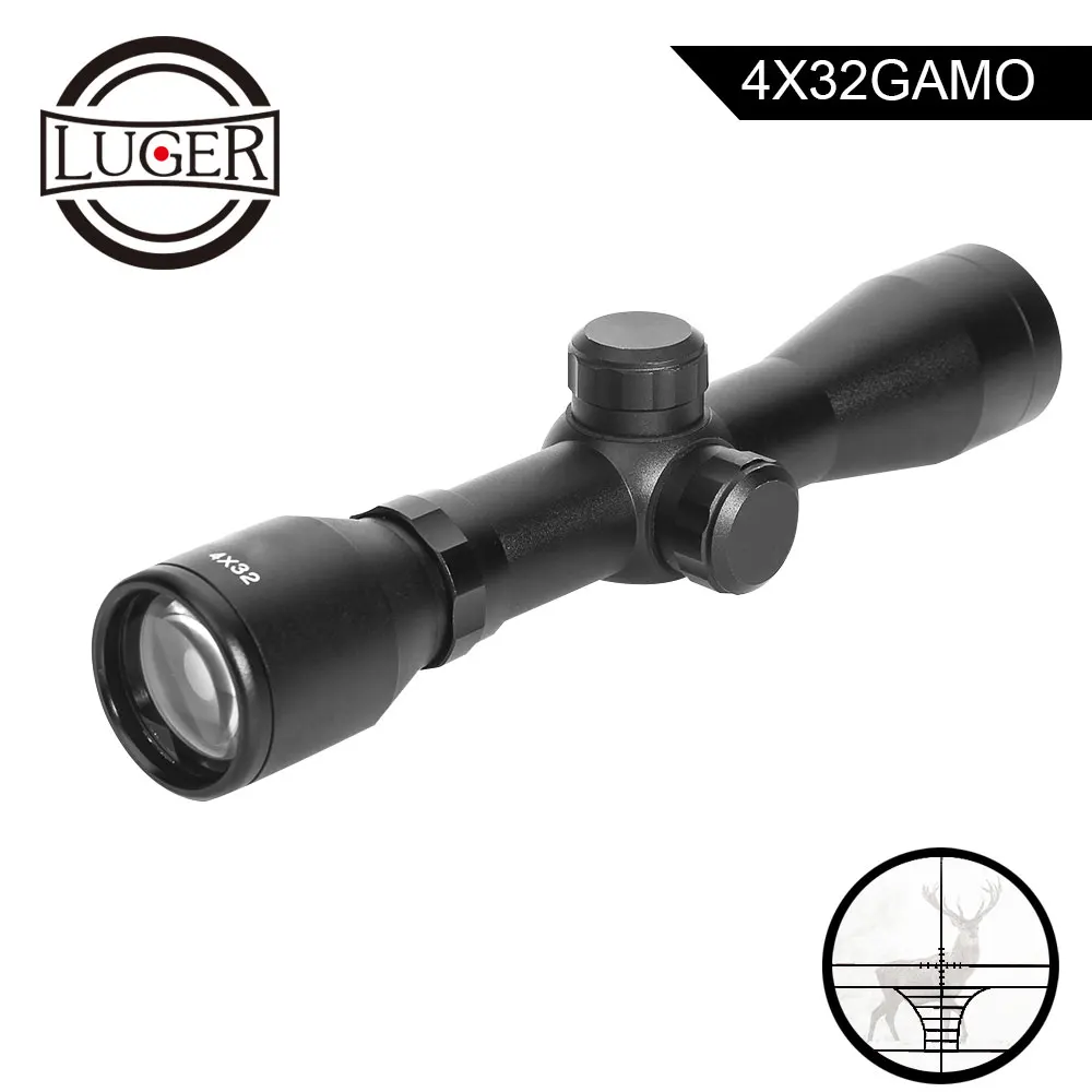 LUGER 4x32 короткий охотничий прицел Открытый страйкбол Воздушный пистолет винтовка тактические прицелы сетка Компактная оптика прицел