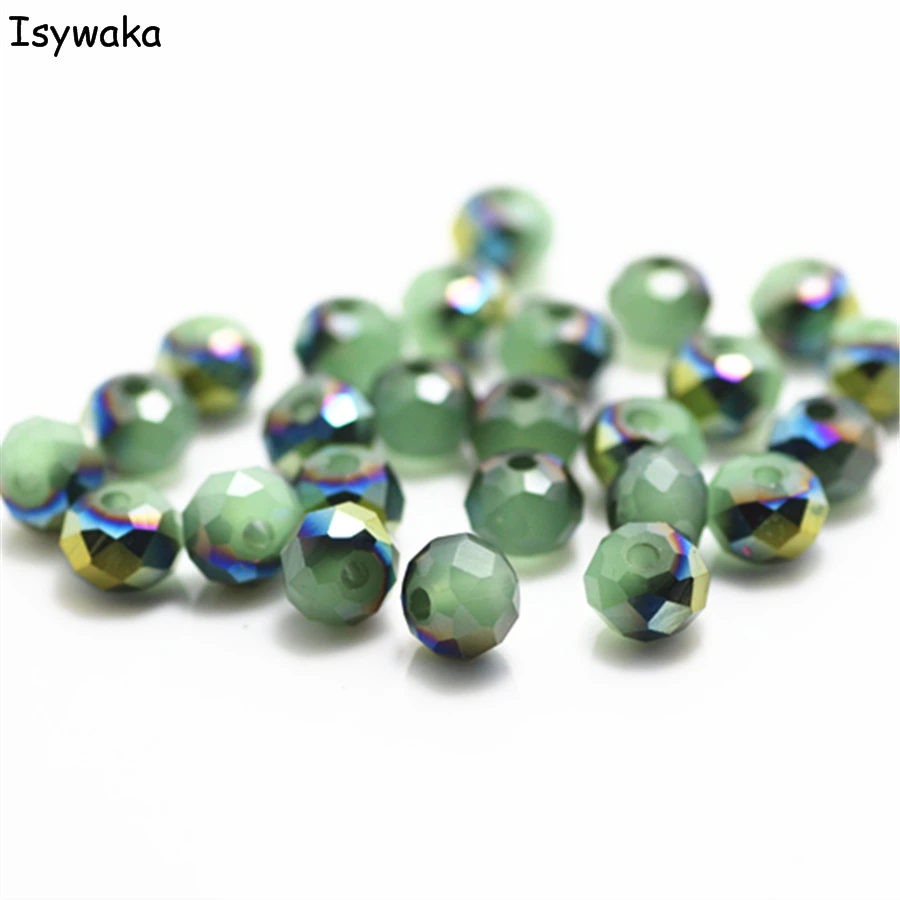 Isywaka Green Colorful Colors 4*6mm 50pcs Rondelle Austria faceted Crystal Glass Beads Loose Round for Jewelry Making | Украшения и