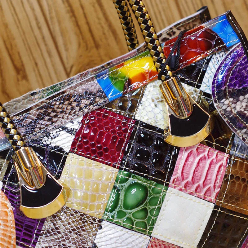 IPinee женская сумка из воловьей кожи со змеиным узором 100% натуральная кожа ручная