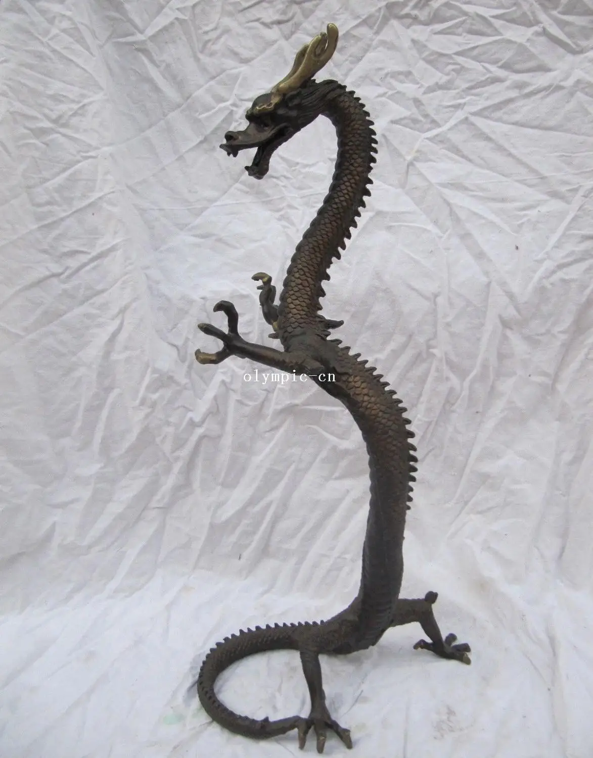

17'' bronze sculpture folk home fengshui decor auspicious beast animal Dragon