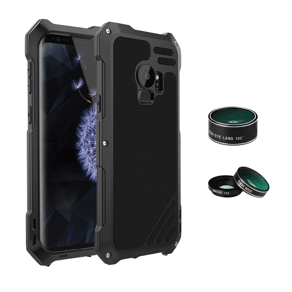 4 в 1 для samsung S7 S8 S8Plus S9 S9Plus металлический корпус телефона линзы камеры комплект 198 линзы с рыбий глаз 0.63X Широкий формат 15X макрообъектив
