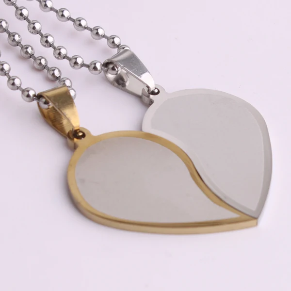 Влюбленные золотые края в половине сердца 316L нержавеющая сталь Подвеска бусины