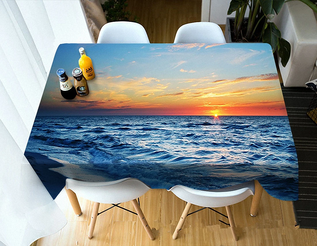 Закат море 3D стерео скатерть кухня обеденный стол декор дома прямоугольные