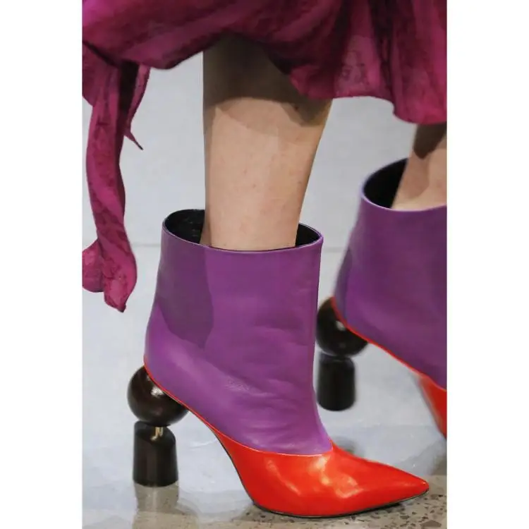 Botines mujer 2018 ботильоны для женщин на высоком каблуке с острым носком в необычном