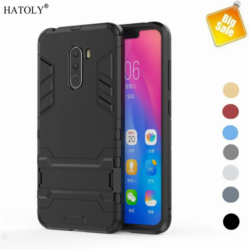 

For Xiaomi Pocophone F1 Case Shockproof Bumper Robot Holder Stand Armor Back Cover Poco F1 Phone Case For Xiaomi Pocophone F1