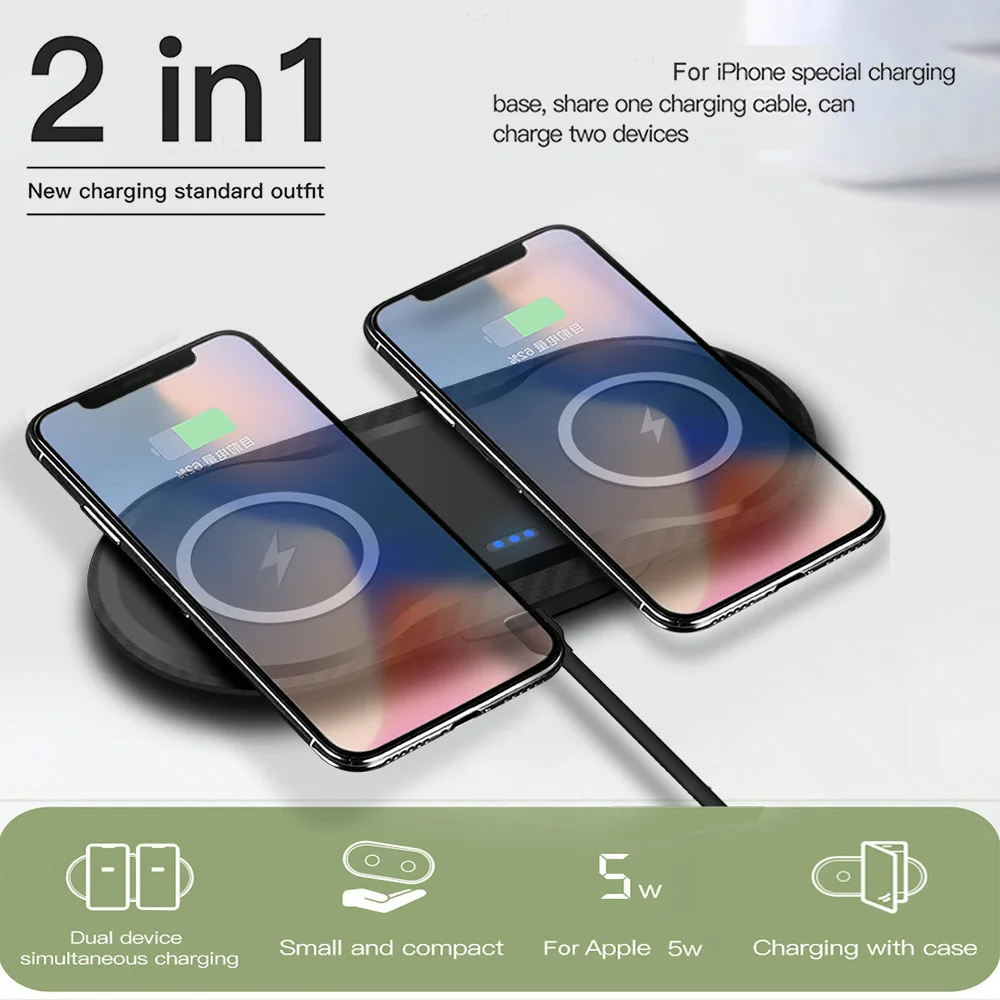 Беспроводное зарядное устройство 2 в 1 5 Вт для IPhone X XR XS 8 7 Plus Galaxy S10 S9 S8 Mi9