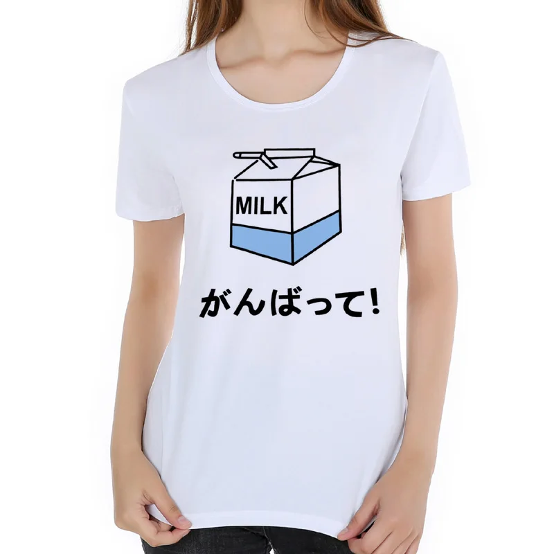 Летние повседневные молока Брендовая женская футболка 2020 Kawaii Женская белая с