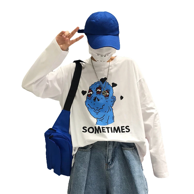 Polera Mujer, весенне-летняя футболка, женская одежда в Корейском стиле, Ulzzang, Harajuku, мультяшная забавная футболка, женские топы с коротким рукавом