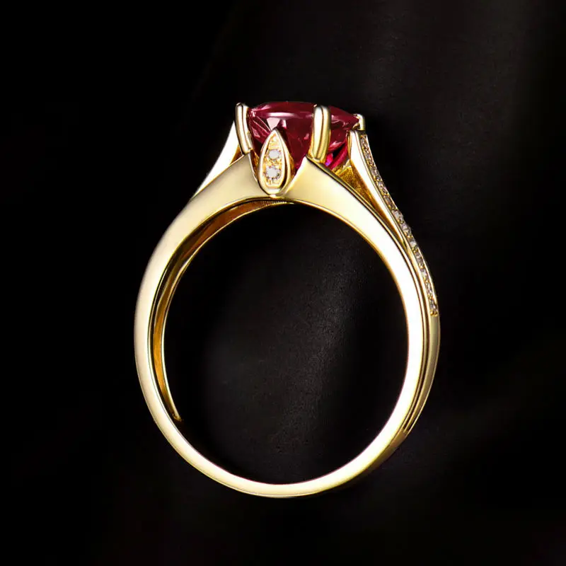 Кольцо из желтого золота 14 к с рубином 7 мм|ring design|ring foryellow gold diamond |