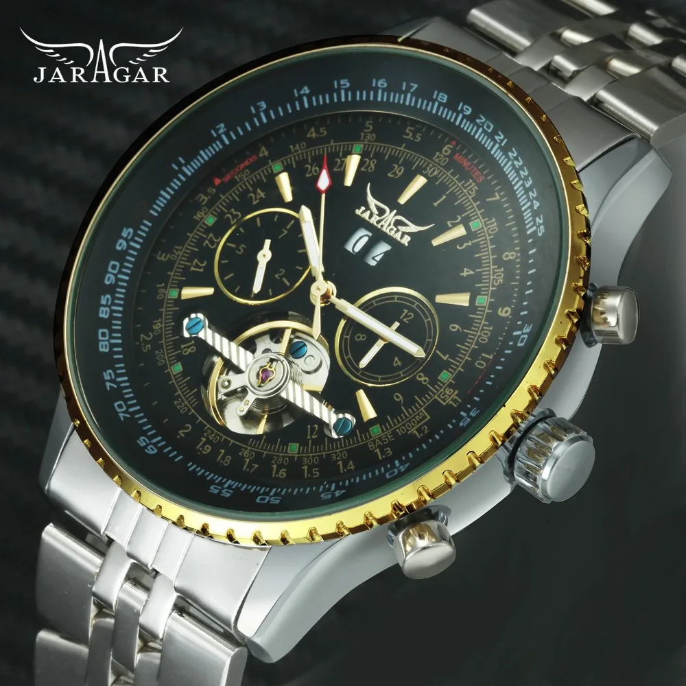 JARAGAR модное платье для мужчин автоматические механические часы Tourbillon ремешок из