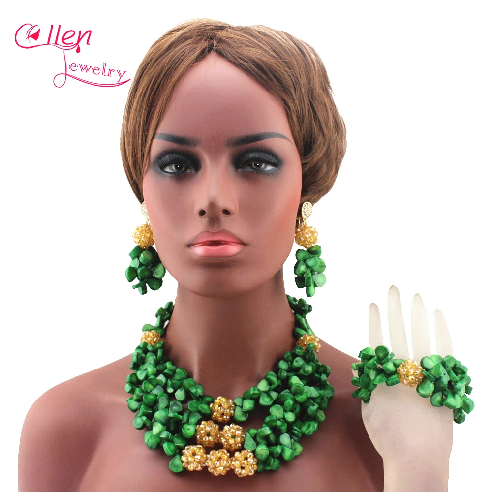 Amazing Green African Coral Beads Jewelry Set Real Natural Green Coral ...