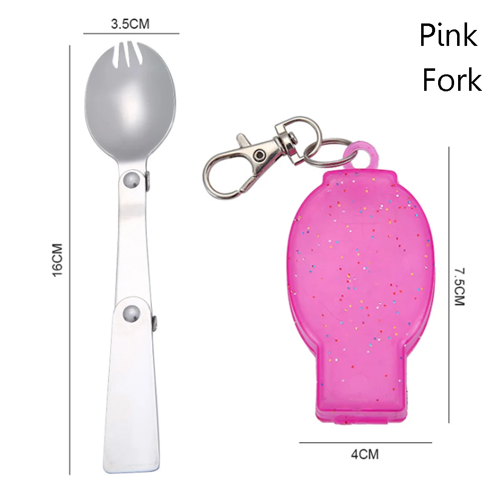 Fork pink 1 шт. Складная Ложка Вилка для кемпинга на открытом воздухе кухонная посуда походный карман Портативный Совок Суп кофейная ложка - Цвет: Fork pink