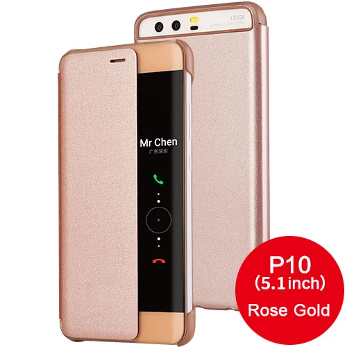 CAPSSICUM P10 умный из искусственной кожи чехол для HUAWEI Ascend P10 Plus откидной Чехол с окошком для просмотра с функцией автоматического сна Жесткий противоударный P10Plus - Цвет: Rose Gold