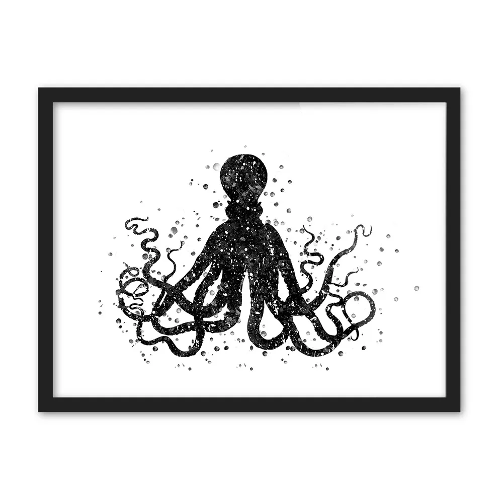 Акварель Морских Животных Художественный Принт плакат абстрактные Осьминог