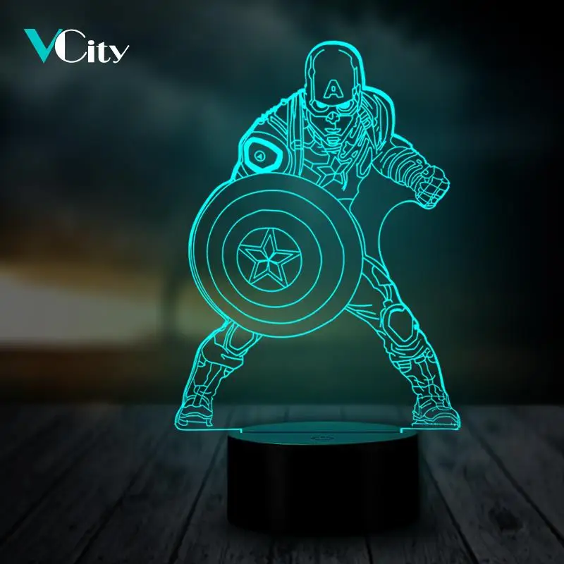 VCity 3D Ночной светильник Led Настольная лампа для создания модного маникюра Капитан