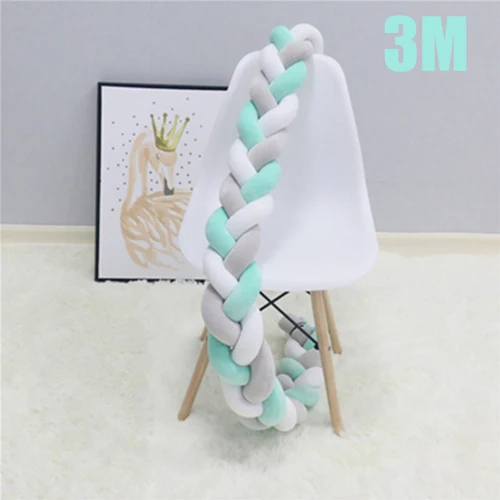 Grey Green White 3M IMBABY 2 м/3 м новорожденная Детская кровать бампер детская кроватка боковая коса кровать Бамперы в кроватку для детской комнаты декор кроватка бампер коса для младенцев - Цвет: Grey Green White 3M
