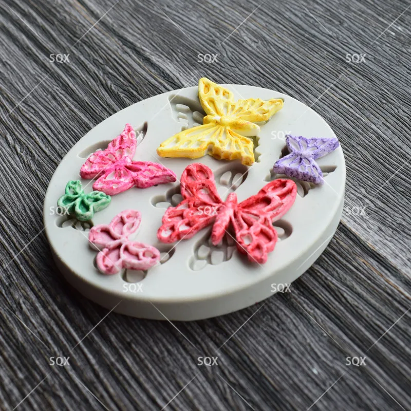 Новое поступление кружевами и украшением в виде бабочки силиконовые формы Fondant