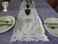 Original single white cotton openwork embroidery table runner / mat / three sets / preferential clearance