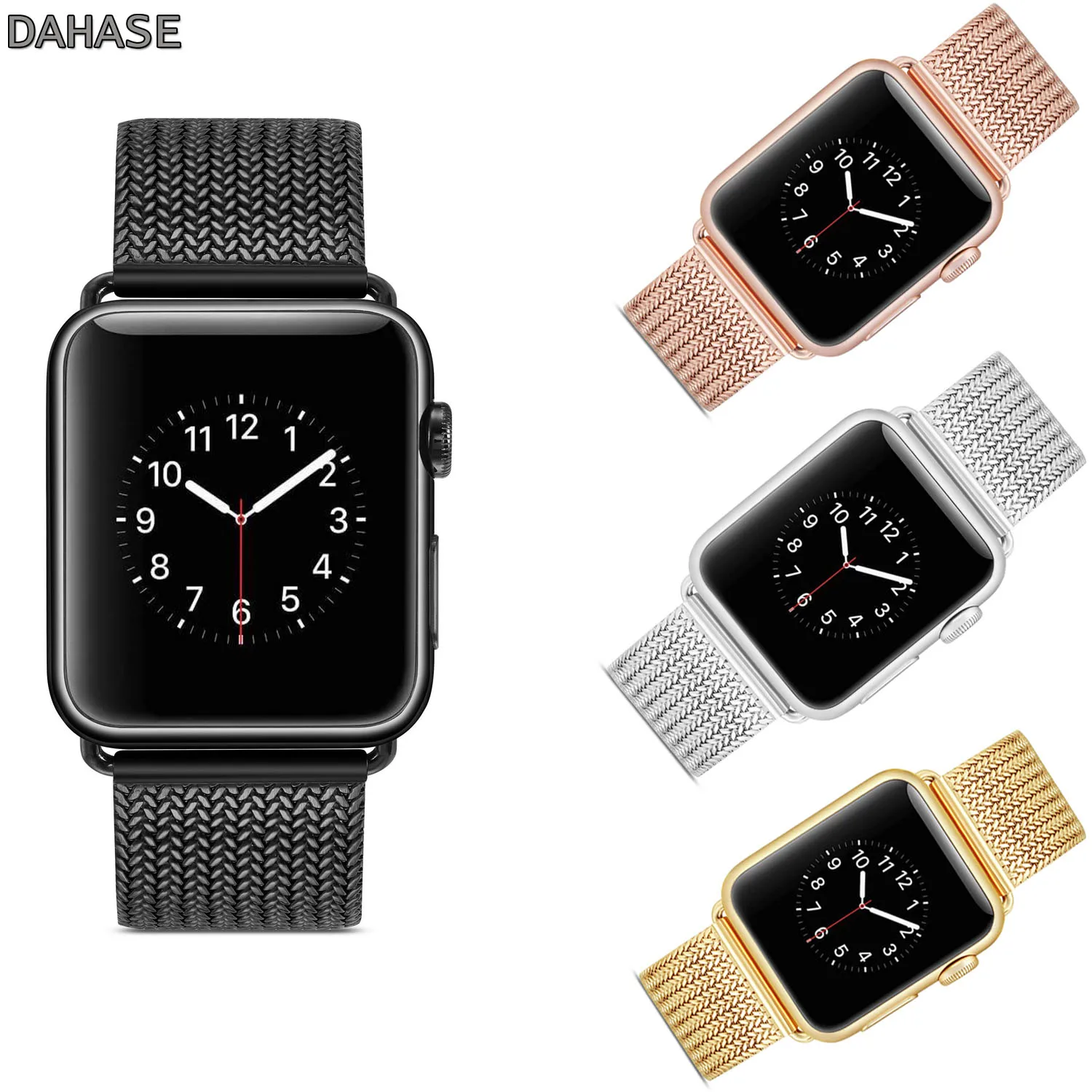 DAHASE сетчатый ремешок из нержавеющей стали для Apple Watch 38 42 мм 40/44 Длина браслета с