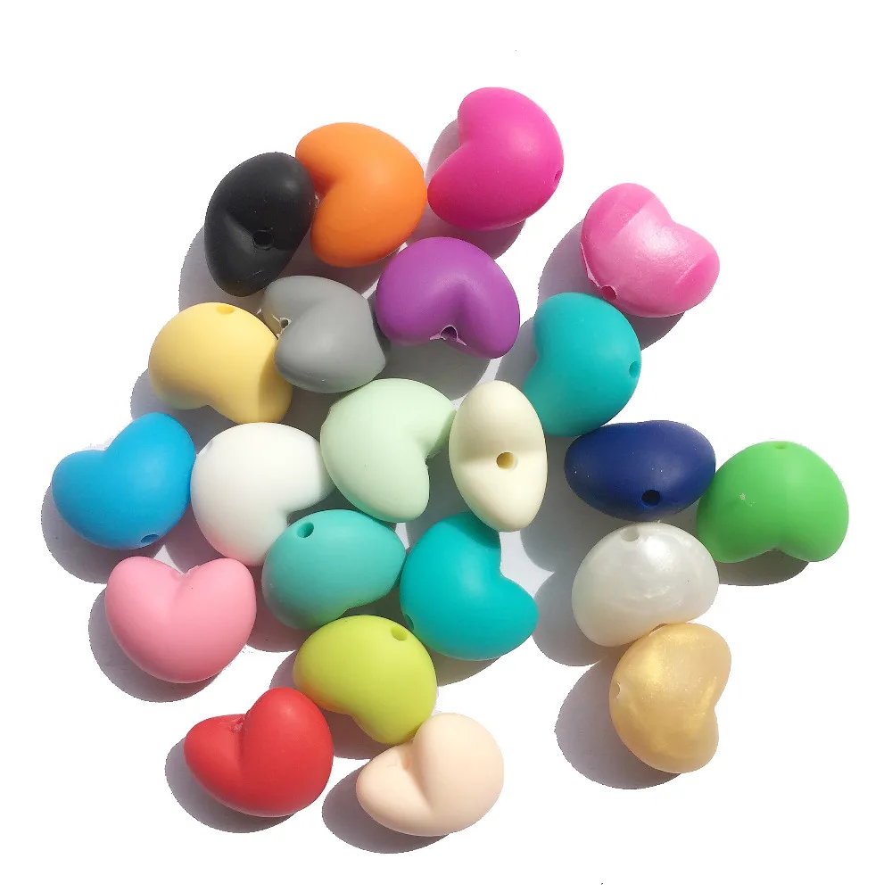 50 силиконовых бусин (20 мм в форме сердца) на выбор цвета силиконовые бусины сердца