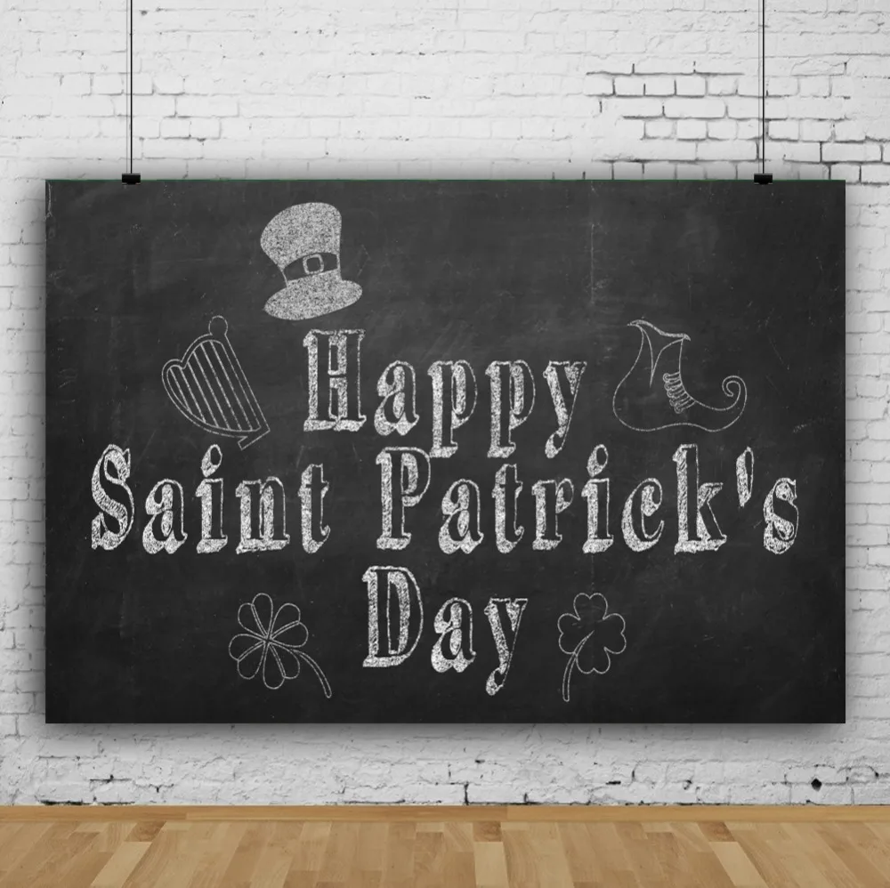 Laeacco Happy St. Patrick's Chalkboard Shamrocks детский портретный сцена фотографический фон фото