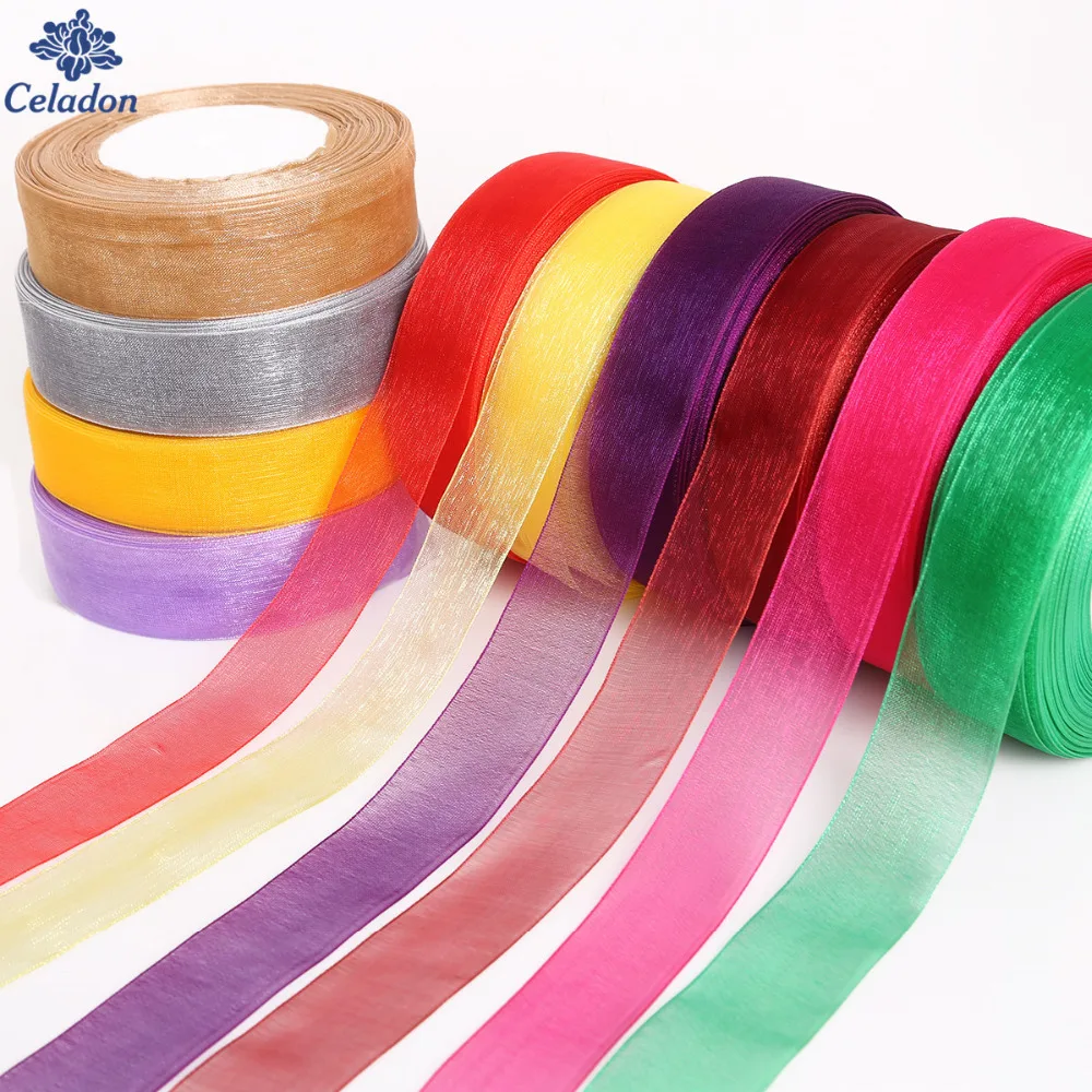 50 ярдов/рулон ленты из органзы ширина 1 дюйм (25 мм)|organza ribbon wedding|ribbon weddingribbon tape |