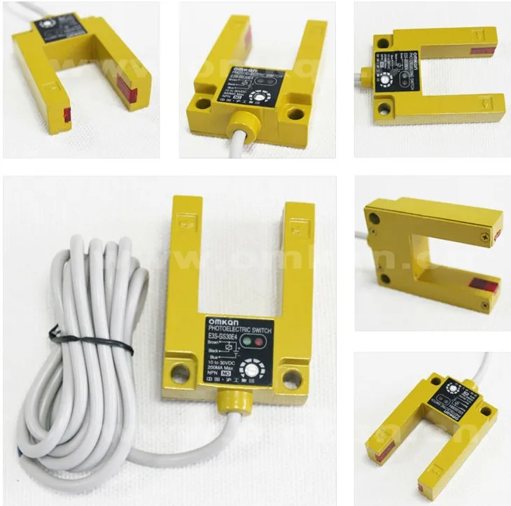Фотоэлектрический датчик со слотом E3S GS30E4 OMKQN NPN NO 3 Wire 6 36VDC 30 мм с регулируемым