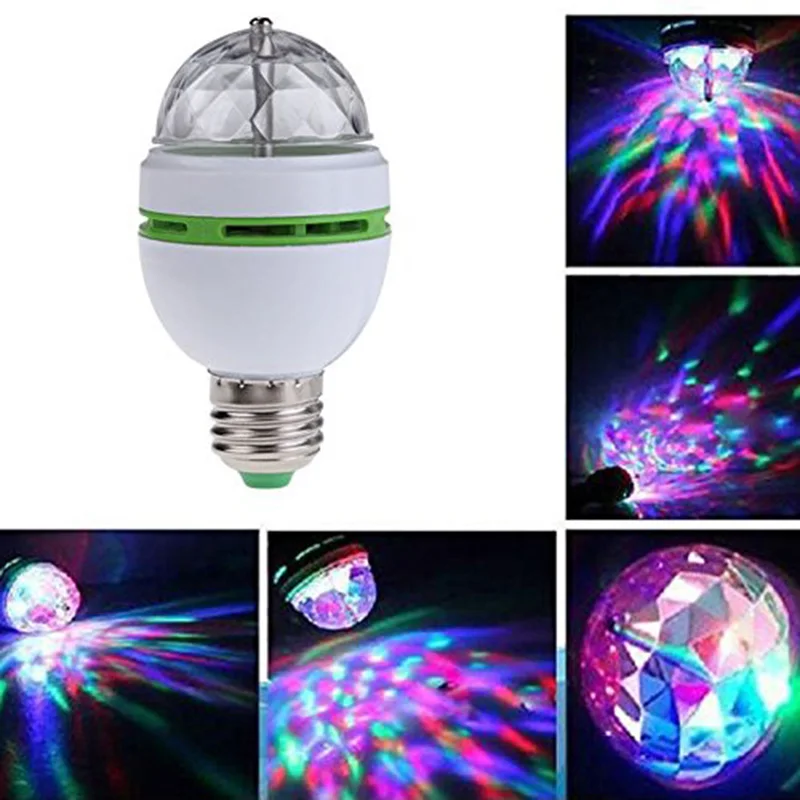Вращающийся сценический светильник E27 светодиодный RGB с хрустальными шариками