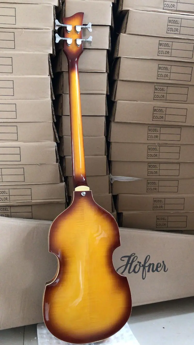 Hofner Sunburst H500/1-CT Современная серия скрипка бас-гитара Делюкс 4 струны бас-гитара золотистого цвета Пламя клен Топ назад 2 звукоснимателя