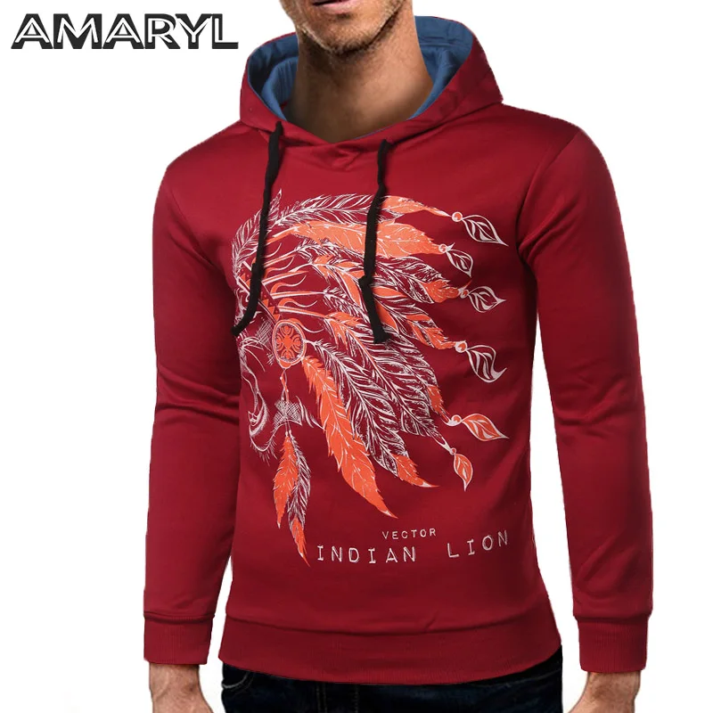 AMARYL Brand Men Fashion Long Sleeve Hoodies Print Casual O-Neck Sweatshirt Streetwear | Мужская одежда
