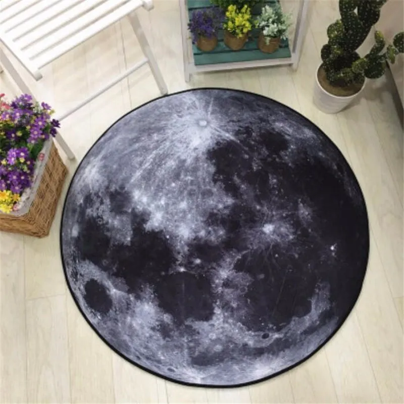 

3D Earth Moon Printed Round Carpet Soft Carpets for Living Room Anti-slip Rug Computer Chair Floor Mat for Home Decor Kids Room