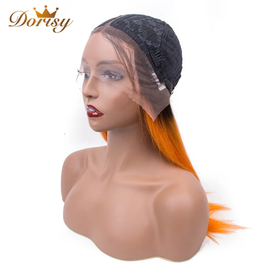 Human Hair Wigs Brazilian Straight T1b/Orange Pre plucked Non Remy Middle Part Natural Headline Lace |