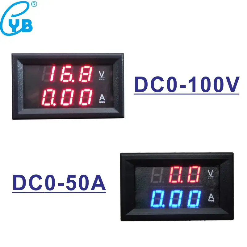 DC 0 100 в 50A Вольтметр Амперметр вольт ампер Панель метр двойной цифровой