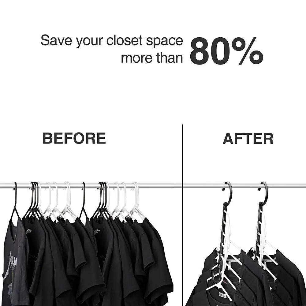 Черные Волшебные вешалки 5 шт. компактный шкаф вешалка для одежды Органайзер | Дом
