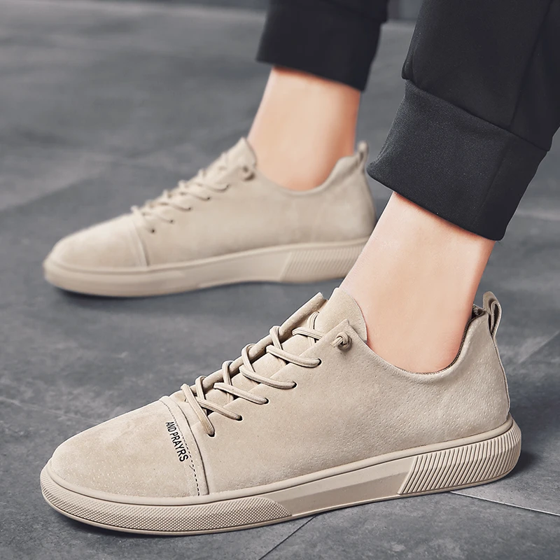 Мужские замшевые кроссовки винтажные на шнуровке низкая подошва Повседневная
