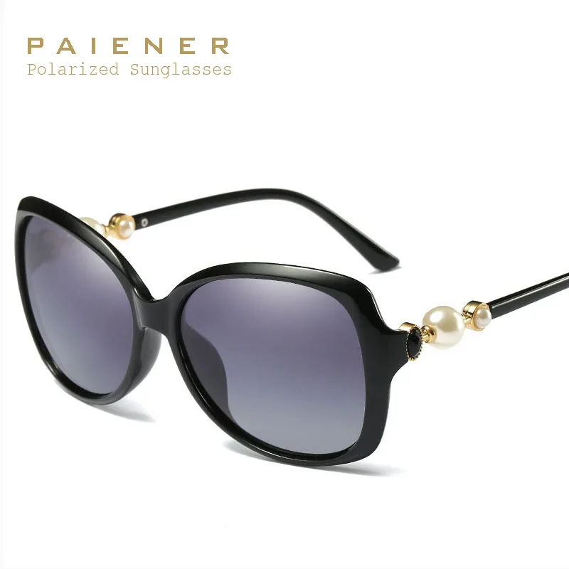 Брендовые женские поляризационные солнцезащитные очки большая оправа с