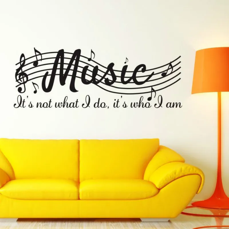 Музыка это не наклейка на стену с цитатой Виниловая стену|wall sticker|room wall stickerswall quotes