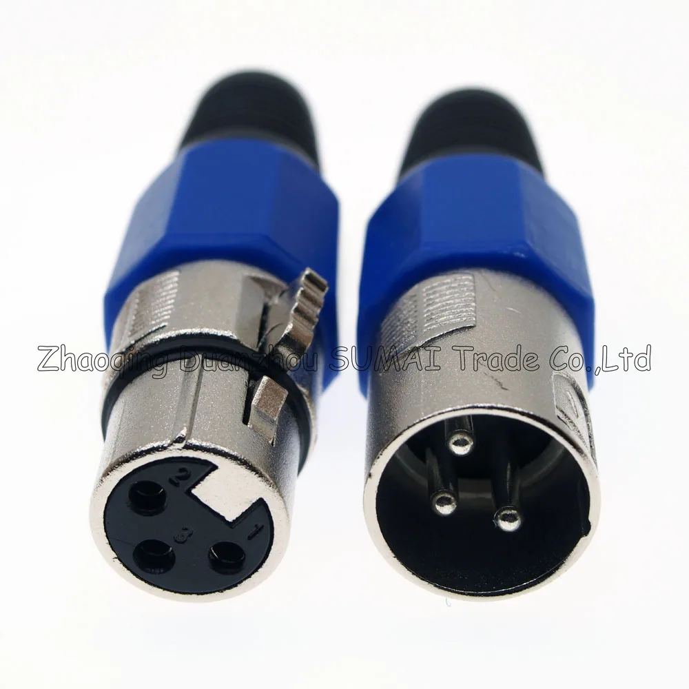 3Pin CANNON KTV аудио MIC разъем XLR 3 Pin папа и женщина P микрофон/колонки вилка серебро с синей оболочкой|Коннекторы