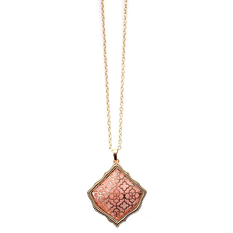 Rose in gold out Новинка, квадратное ожерелье с кулоном в виде воздушного змея, Филигранное длинное массивное Женское Ожерелье - Окраска металла: Rose in gold out