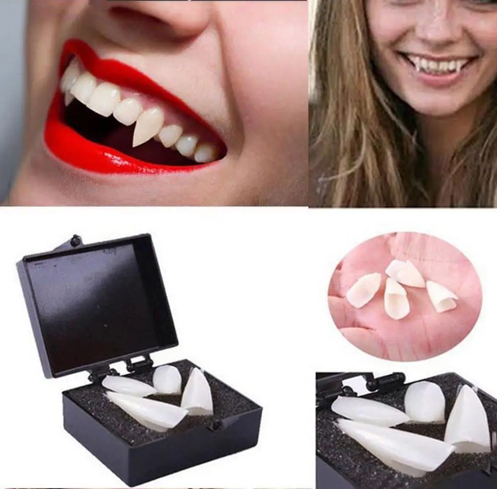 4 шт. Декорация на Хэллоуин Вампирские Зубы Фанги Протезы Костюмные Принадлежности Для Вечеринки Маска Праздничные Самостоятельные украшения Ужасной Цены.